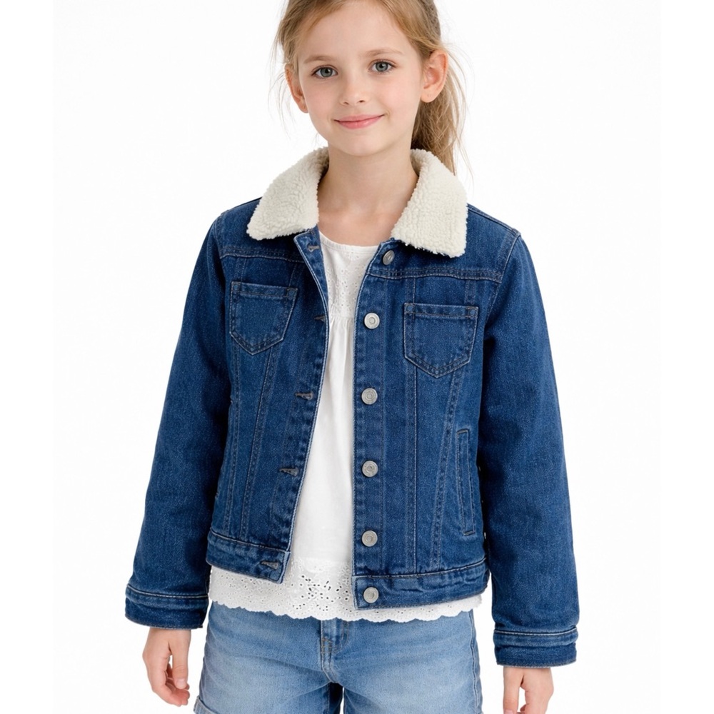 Splendid little girls faux fur collar stretchable denim jacket NEW